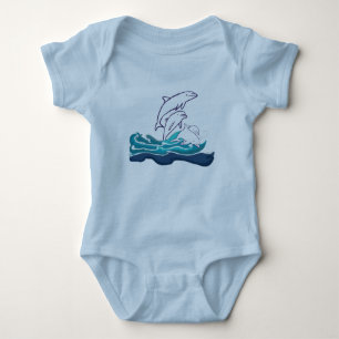 Delphine in den Wellen Baby Jersey Bodysuit Strampler