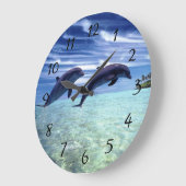 Delphine in freier Wildbahn Große Wanduhr (Winkel)