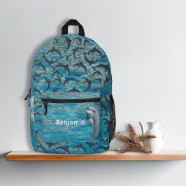 Delphine in Water Personalisiert Kids Backpack Bedruckter Rucksack
