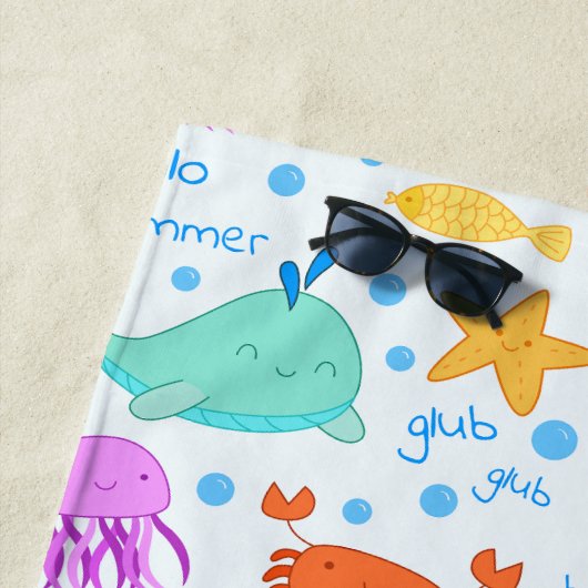 Delphine, Krebse, Kraken und Starfish Individuelle Strandtuch (Beispiel)