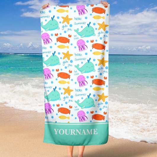 Delphine, Krebse, Kraken und Starfish Individuelle Strandtuch