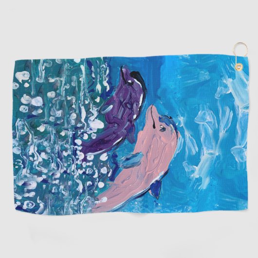 Delphine "Kunst von Kindern" Golfhandtuch (Horizontal)