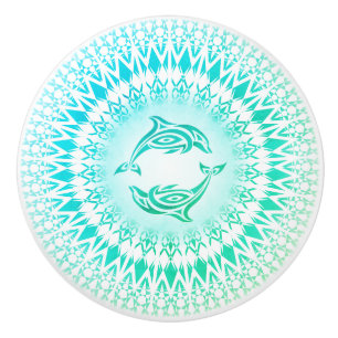 Delphine Mandala Aqua Green Keramikknauf