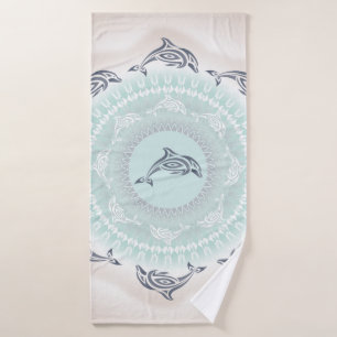 Delphine Mandala Blaue Taupe Badehandtuch