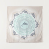 Delphine Mandala Blue Taupe Coastal Wandteppich (Vorderseite)