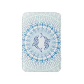 Delphine Mandala Blue White Maritime Badematte (Vorderseite Vertikal)