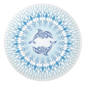 Delphine Mandala Blue White Nautical Keramikknauf (Vorderseite)
