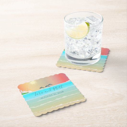 Delphine mit Personalisierter Strandküste Untersetzer (Vor Ort)