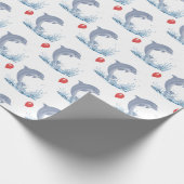 Delphine mit rotem Ballon Geschenkpapier (Ecke)