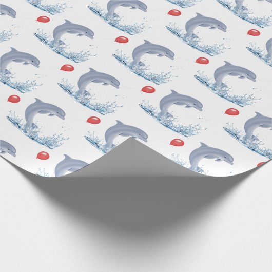 Delphine mit rotem Ballon Geschenkpapier (Ecke)