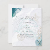 Delphine Ocean Life Beach Aquamarin Hochzeitseinla Einladung (Vorderseite)