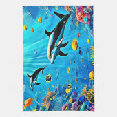Delphine & Reef: Unterwasserfreude Geschirrtuch (Vertikal)