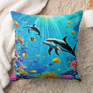 Delphine & Reef: Unterwasserfreude Kissen