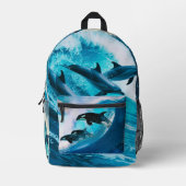 Delphine reiten auf den Wellen Bedruckter Rucksack (Vorderseite)