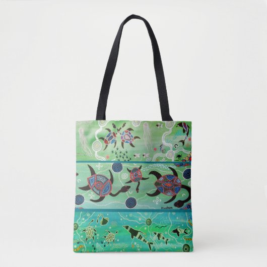 Delphine & Schildkröten Aborigine Tote Bag Tasche (Vorderseite)