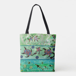 Delphine & Schildkröten Aborigine Tote Bag Tasche