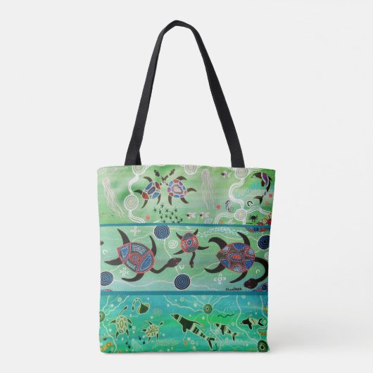 Delphine & Schildkröten Aborigine Tote Bag Tasche (Rückseite)