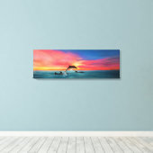 Delphine schwimmen California Beach Sunset Art Leinwanddruck (Insitu (Holzboden))