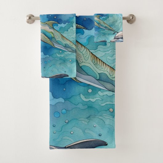 Delphine schwimmen im Meer Badhandtuch Set (Insitu)