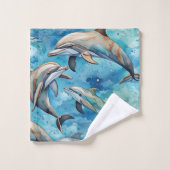Delphine schwimmen im Meer Badhandtuch Set (Waschlappen)