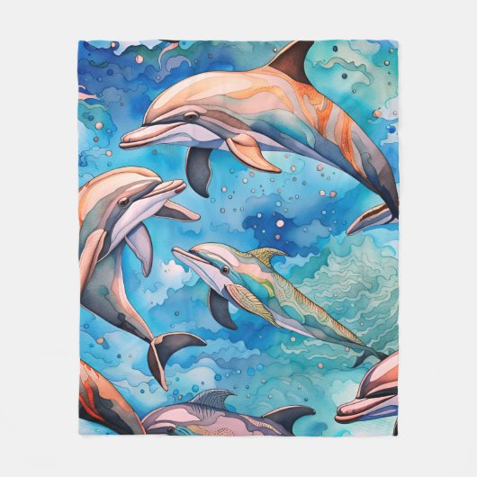 Delphine schwimmen im Meer Fleecedecke (Vorderseite)