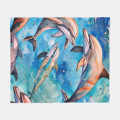 Delphine schwimmen im Meer Fleecedecke (Vorderseite (Horizontal))