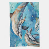 Delphine schwimmen im Meer Geschirrtuch (Vertikal)