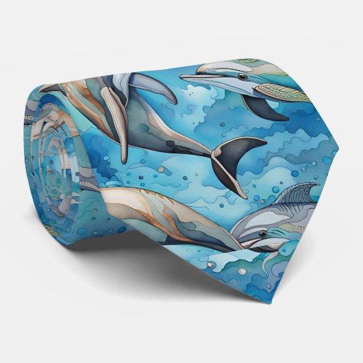 Delphine schwimmen im Meer Krawatte (Gerollt)
