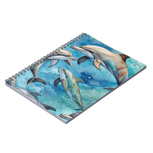 Delphine schwimmen im Meer Notizblock (Linke Seite)