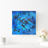 Delphine schwimmen im Meer Quadratische Wanduhr (Zuhause)