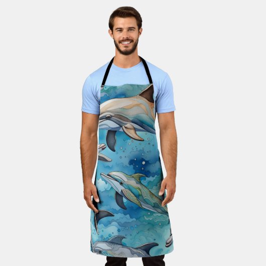 Delphine schwimmen im Meer Schürze (Getragen)