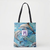 Delphine schwimmen im Meer Tasche (Vorderseite)