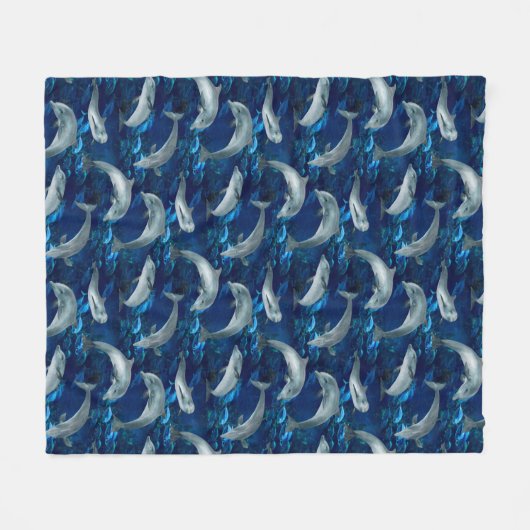 Delphine Schwimmen im Ozean mit Fisch Fleecedecke (Vorderseite (Horizontal))