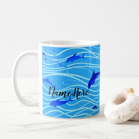 Delphine Schwimmen personalisieren Fügen Sie Ihren Kaffeetasse (Mit Donut)