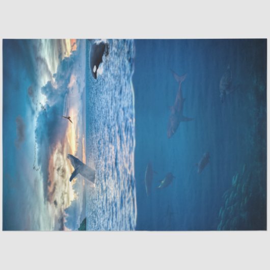 Delphine Sea Decoupage Tissue Seidenpapier (Vorderseite)