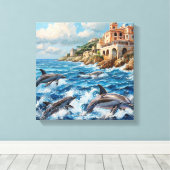 Delphine Seascape Leinwanddruck (Insitu (Holzboden))