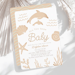 Delphine & Seashell Sea Ihr Baby Dusche Bald Einladung