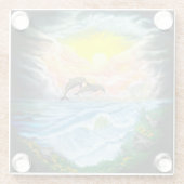 Delphine spielen im Sonnenschein Glasuntersetzer (Rückseite)