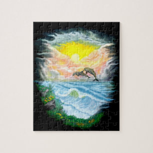 Delphine spielen im Sonnenschein Puzzle