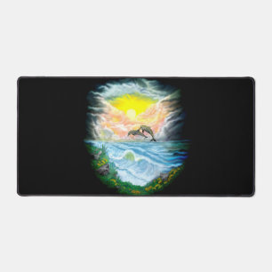 Delphine spielen im Sonnenschein Schreibtischunterlage