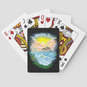 Delphine spielen im Sonnenschein Spielkarten