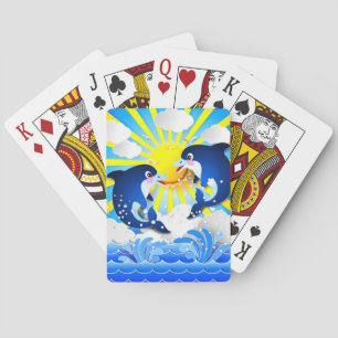 Delphine spielen in der Sonne Spielkarten