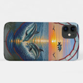 Delphine springen bei Sonnenuntergang im Ozean Case-Mate iPhone Hülle (Rückseite (Horizontal))