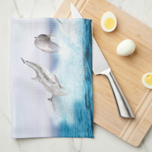 Delphine springen geschirrtuch (Viertel Falte)
