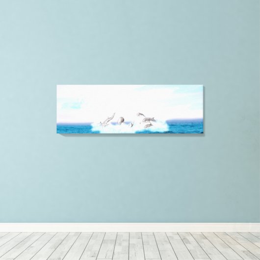 Delphine springen leinwanddruck (Insitu (Holzboden))