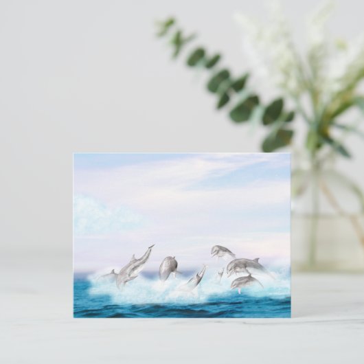 Delphine springen postkarte (Stehend Vorderseite)