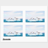 Delphine springen rechteckiger aufkleber (Blatt)