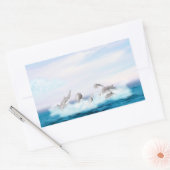 Delphine springen rechteckiger aufkleber (Umschlag)