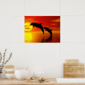 Delphine springen Sunset Poster (Küche)