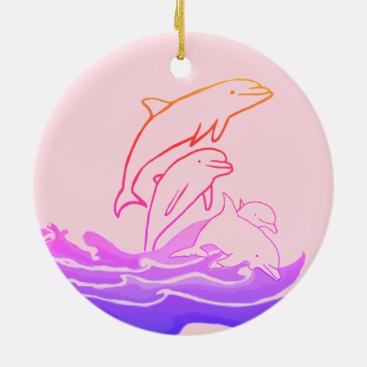 Delphine springen Wellen Circle Ornament (Hinten)